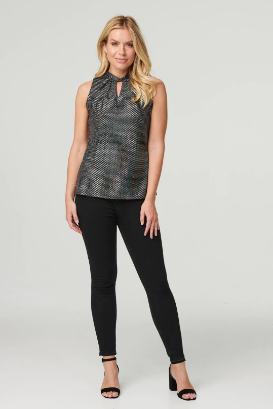 Nigella Black Metallic Party Top