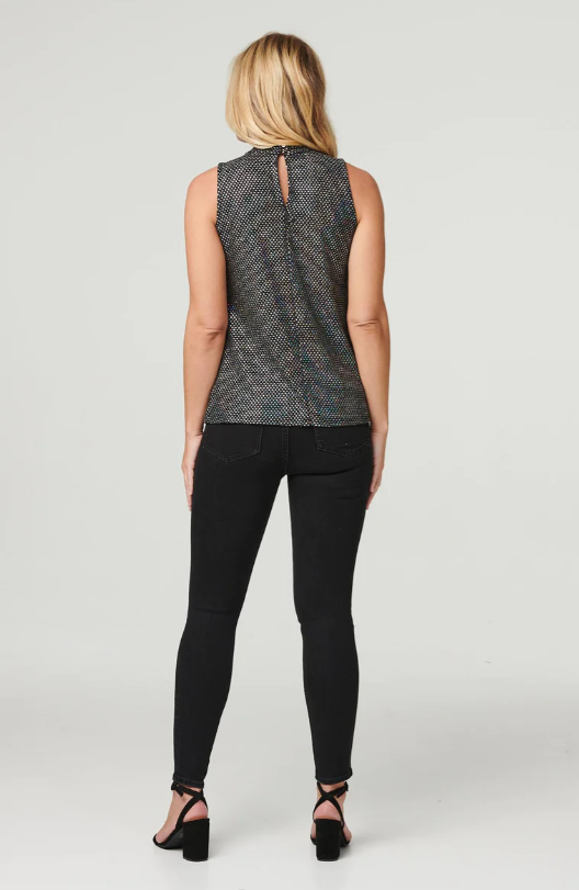Nigella Black Metallic Party Top