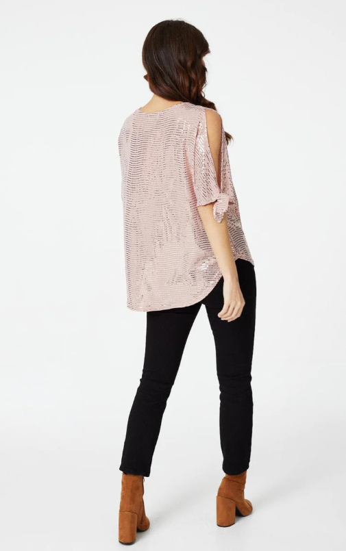 Malva Peach Cold Shoulder Party Top