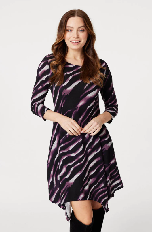 Yamato Purple Hanky Hem Skater Dress