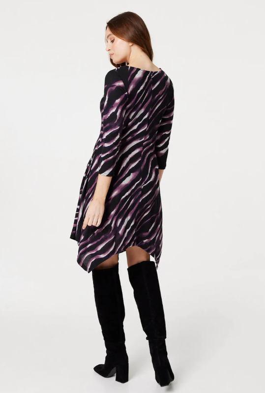 Yamato Purple Hanky Hem Skater Dress