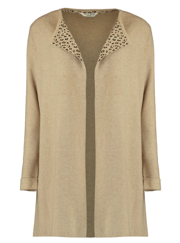 Goja Beige Leopard Lapels Cardigan