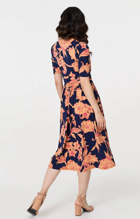 Harper Navy Wrap Midi Dress