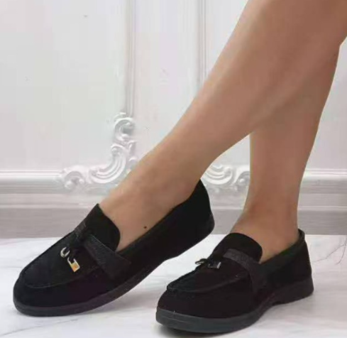 Leticia Black Suede Loafers