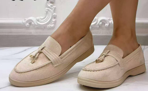 Leticia Beige Suede Loafers
