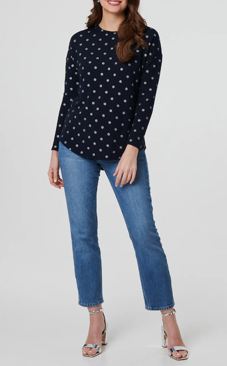 Mirabella Navy Polka Dot Top