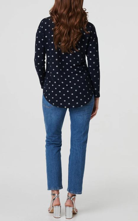 Mirabella Navy Polka Dot Top