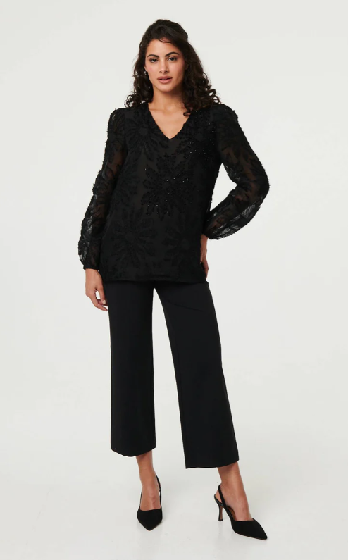 Ingrid Black Lace Embellished Top