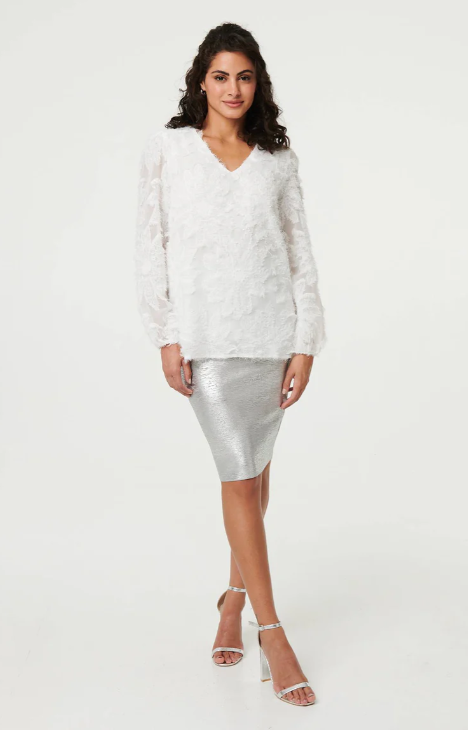 Ingrid White Lace Embellished Top