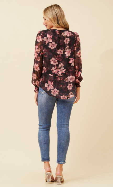 Alana Pink Floral Print Blouse