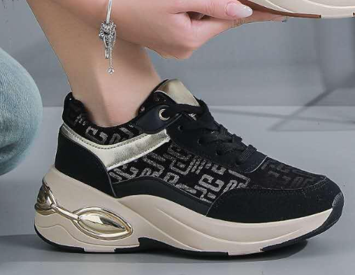 Molly Black Chunky Sole Trainers