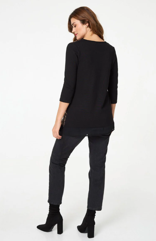 Ariella Black Leopard Panel Top