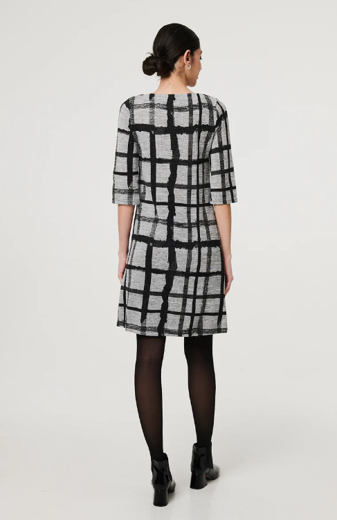 Nancy Black Check Shift Dress