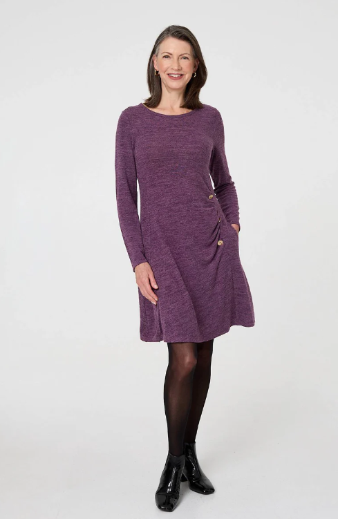 Tilda Purple Button Detail Skater Dress