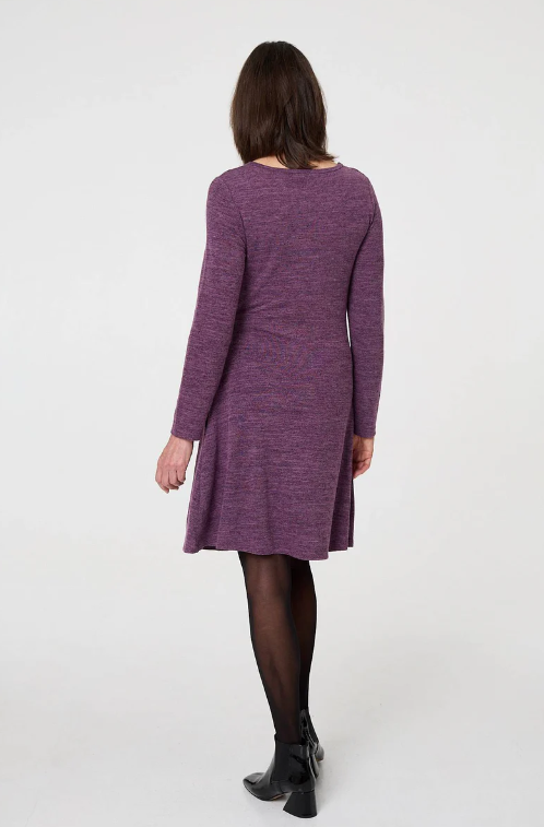 Tilda Purple Button Detail Skater Dress