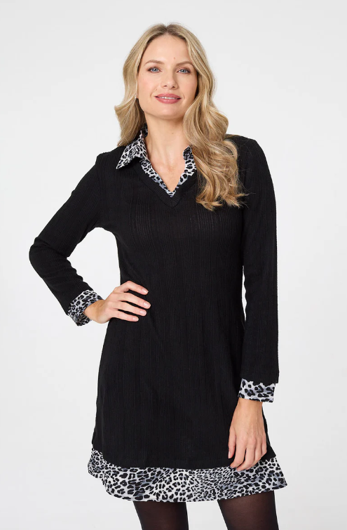 Loreta Black Layered Skater Dress