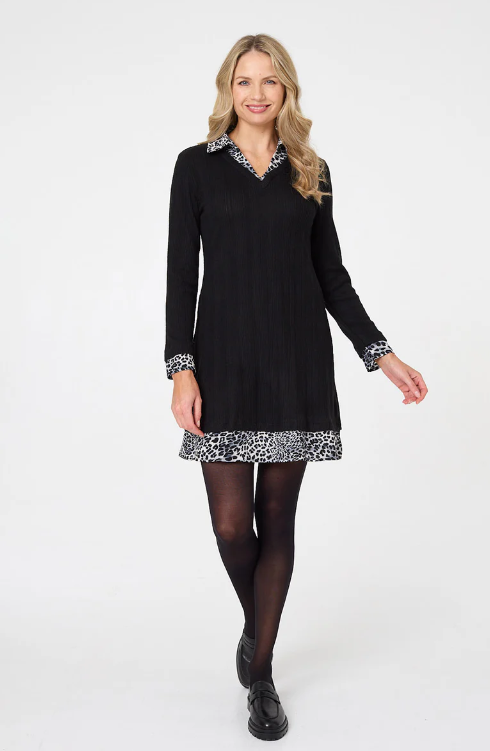 Loreta Black Layered Skater Dress