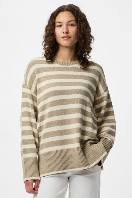 Ava Crockery Beige Striped Pullover