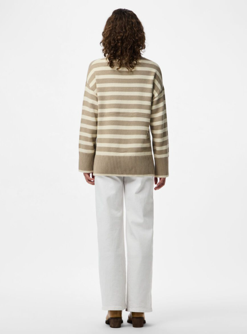 Ava Crockery Beige Striped Pullover