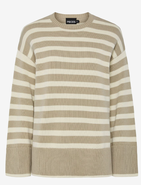 Ava Crockery Beige Striped Pullover