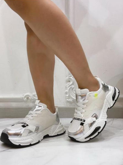 Sherly White Chunky Sole Trainers