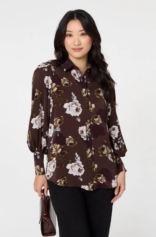 Sorcha Brown Floral Print Shirt