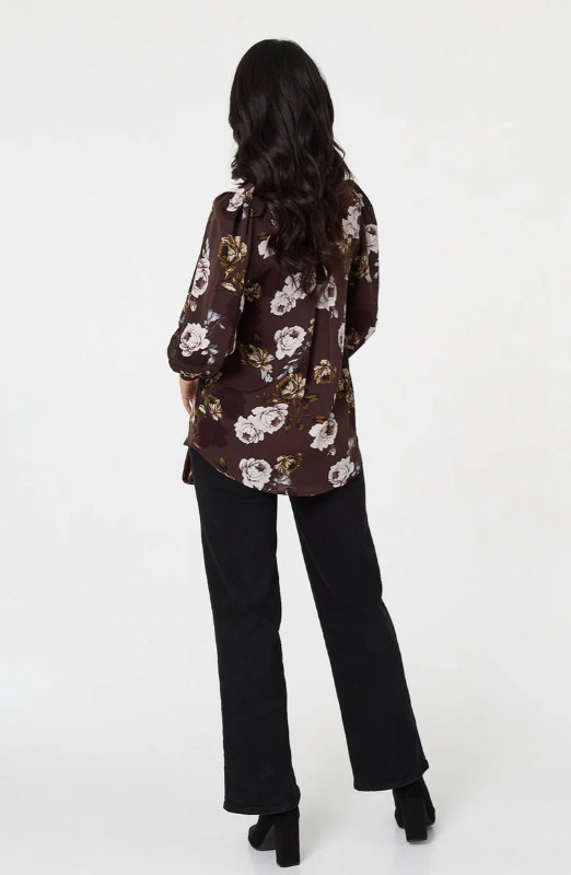 Sorcha Brown Floral Print Shirt