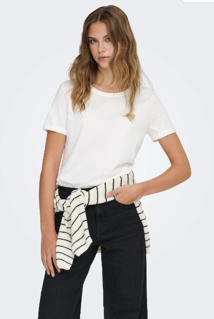 Kita White Glitter Heart T-Shirt