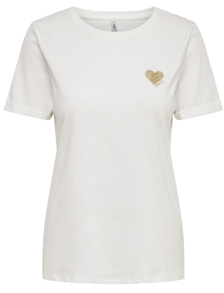 Kita White Glitter Heart T-Shirt