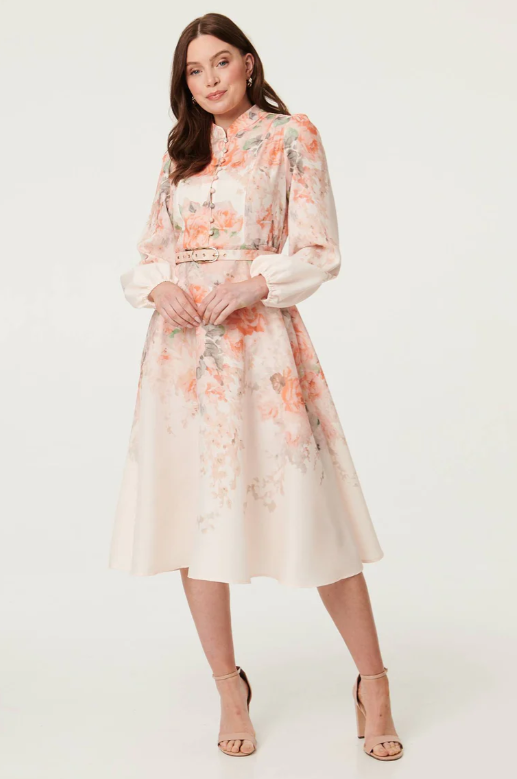 Dalida Pink Floral Midi Dress