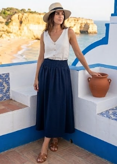 Lottie Navy Maxi Skirt
