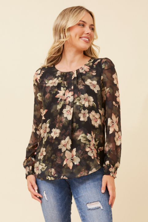 Alana Green Floral Print Blouse
