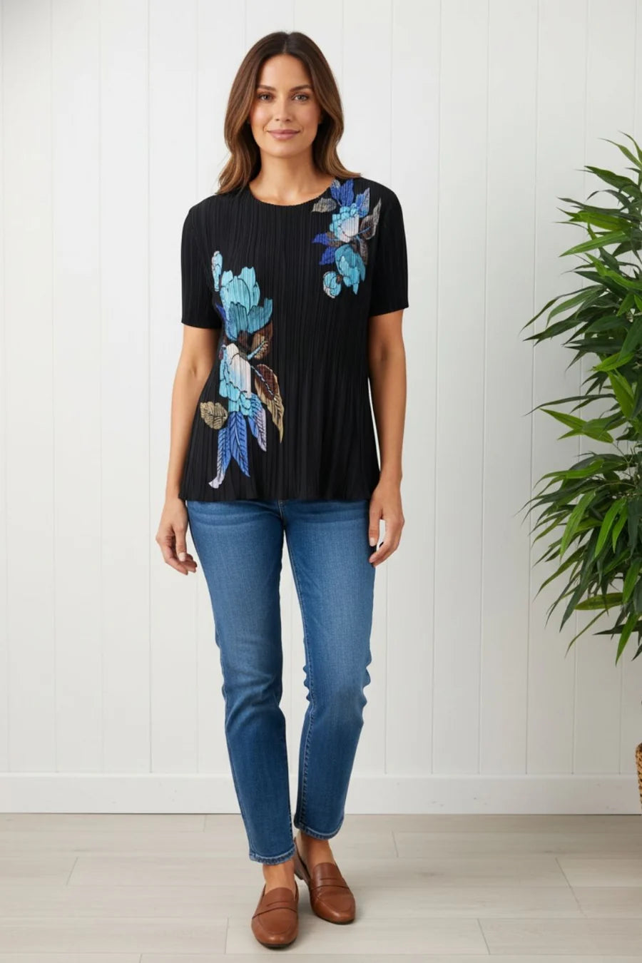 Edie Black Floral Top