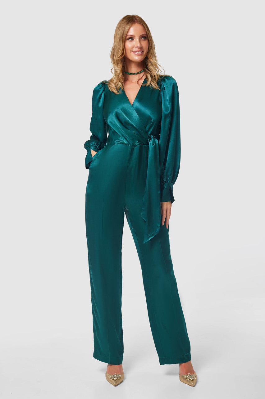 Toriana Teal Wrap Jumpsuit