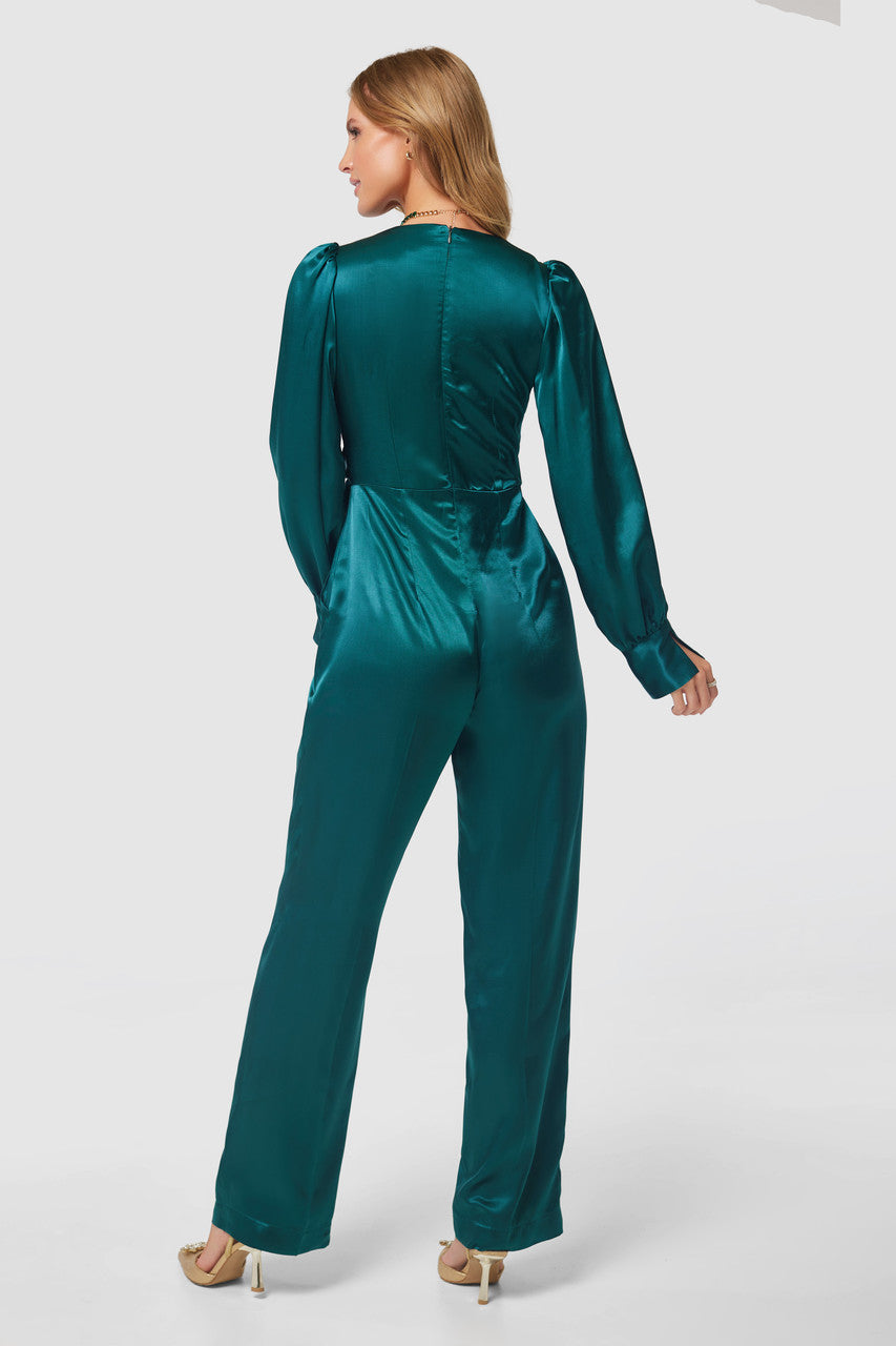 Toriana Teal Wrap Jumpsuit