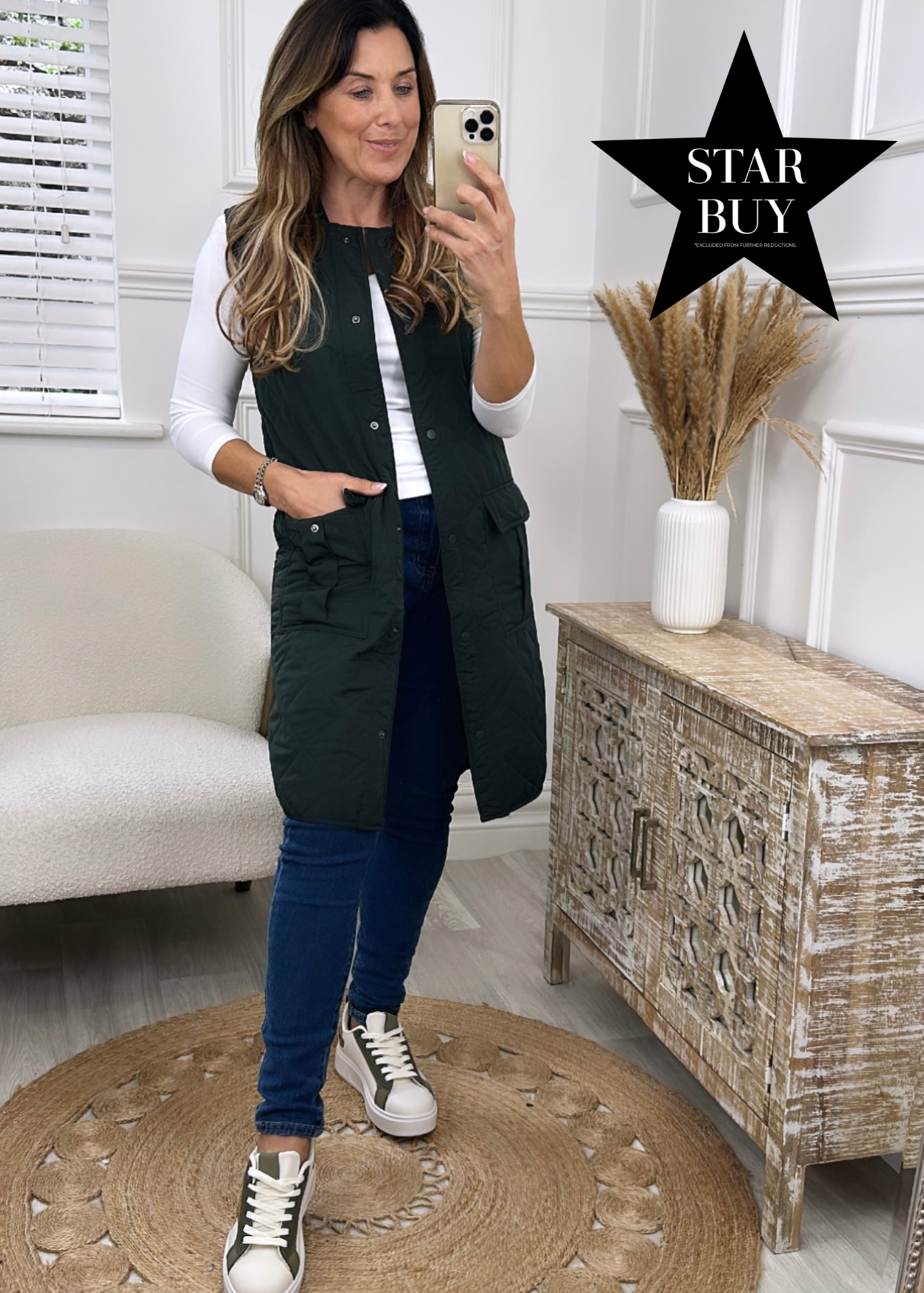 Nola Dark Green Quilted Gilet