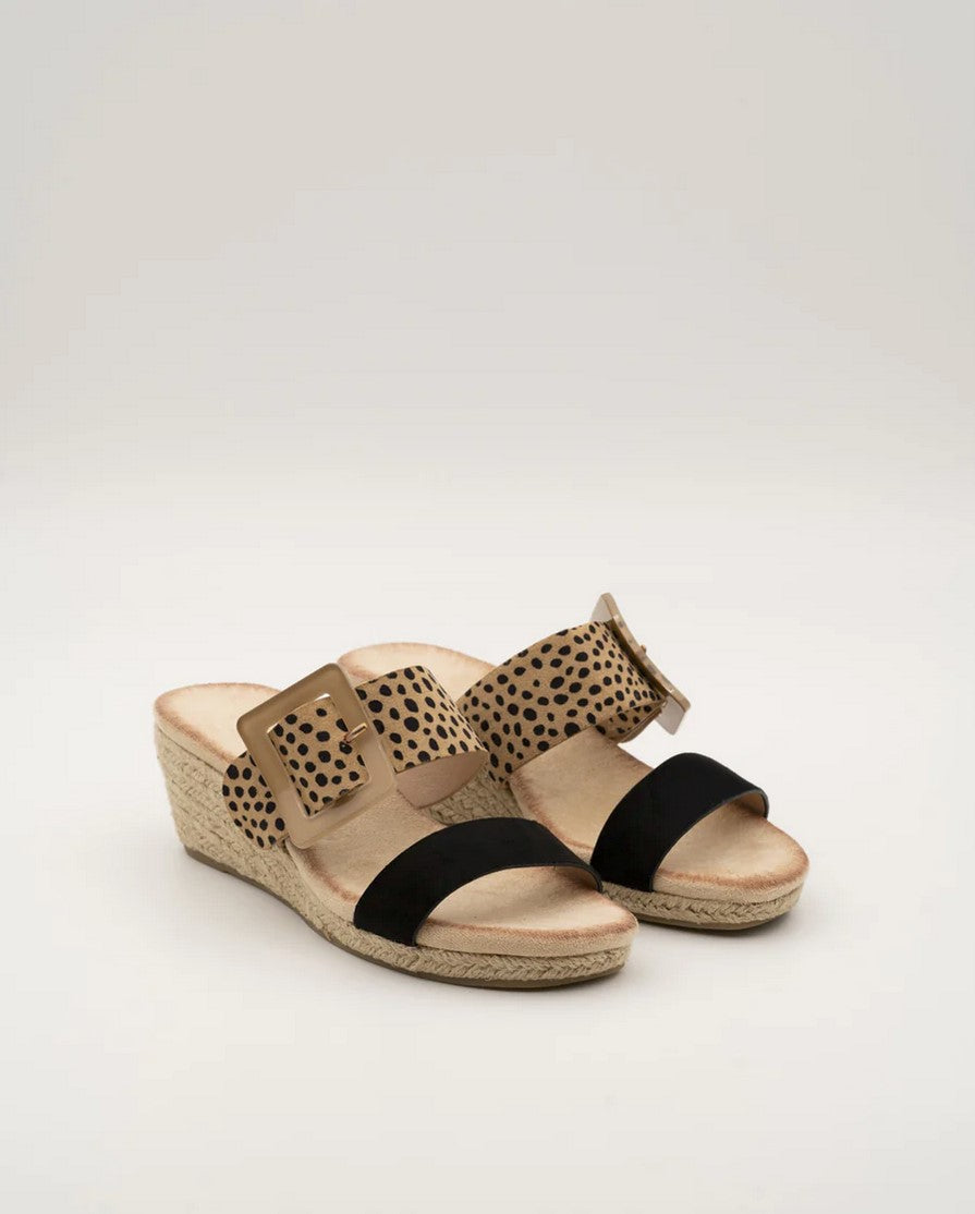 Attracta Black Wedge Slide Sandals