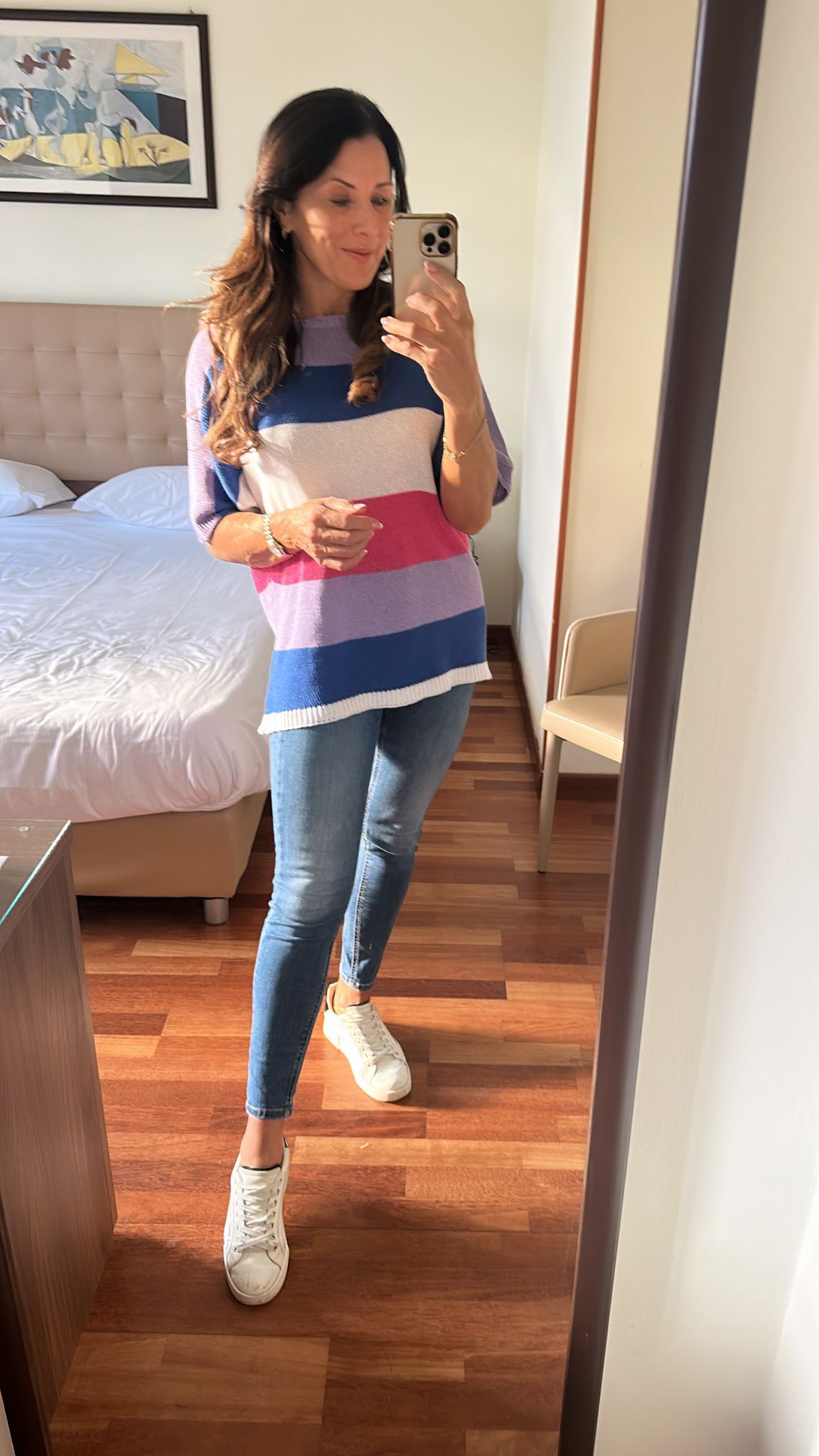 Glenis Lilac And Blue Stripe Sweater