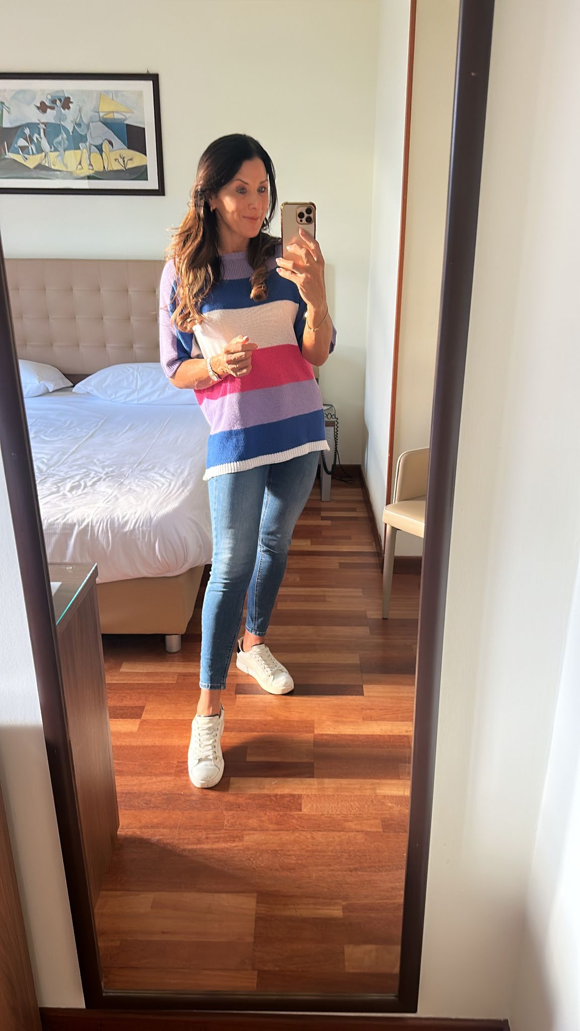 Glenis Lilac And Blue Stripe Sweater