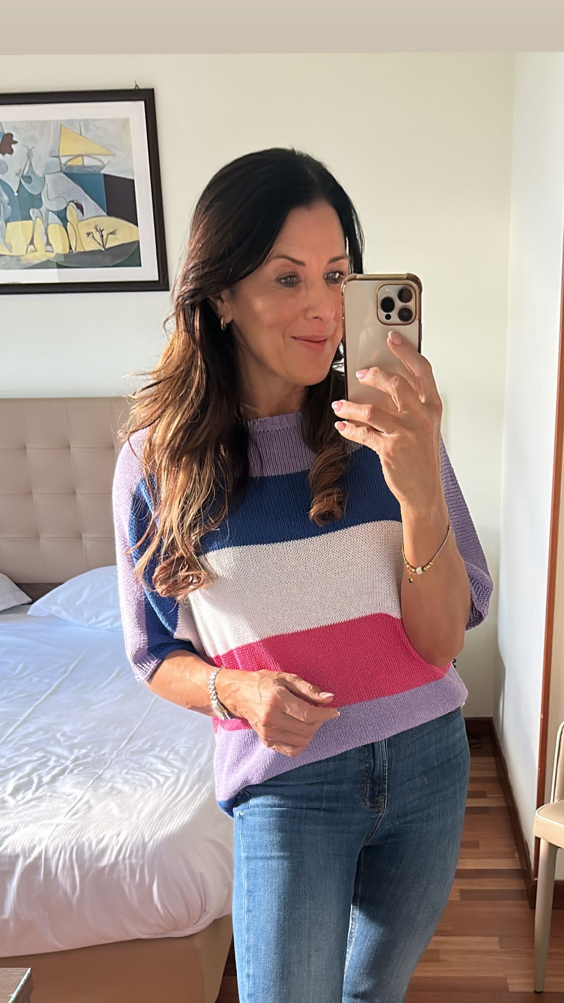 Glenis Lilac And Blue Stripe Sweater