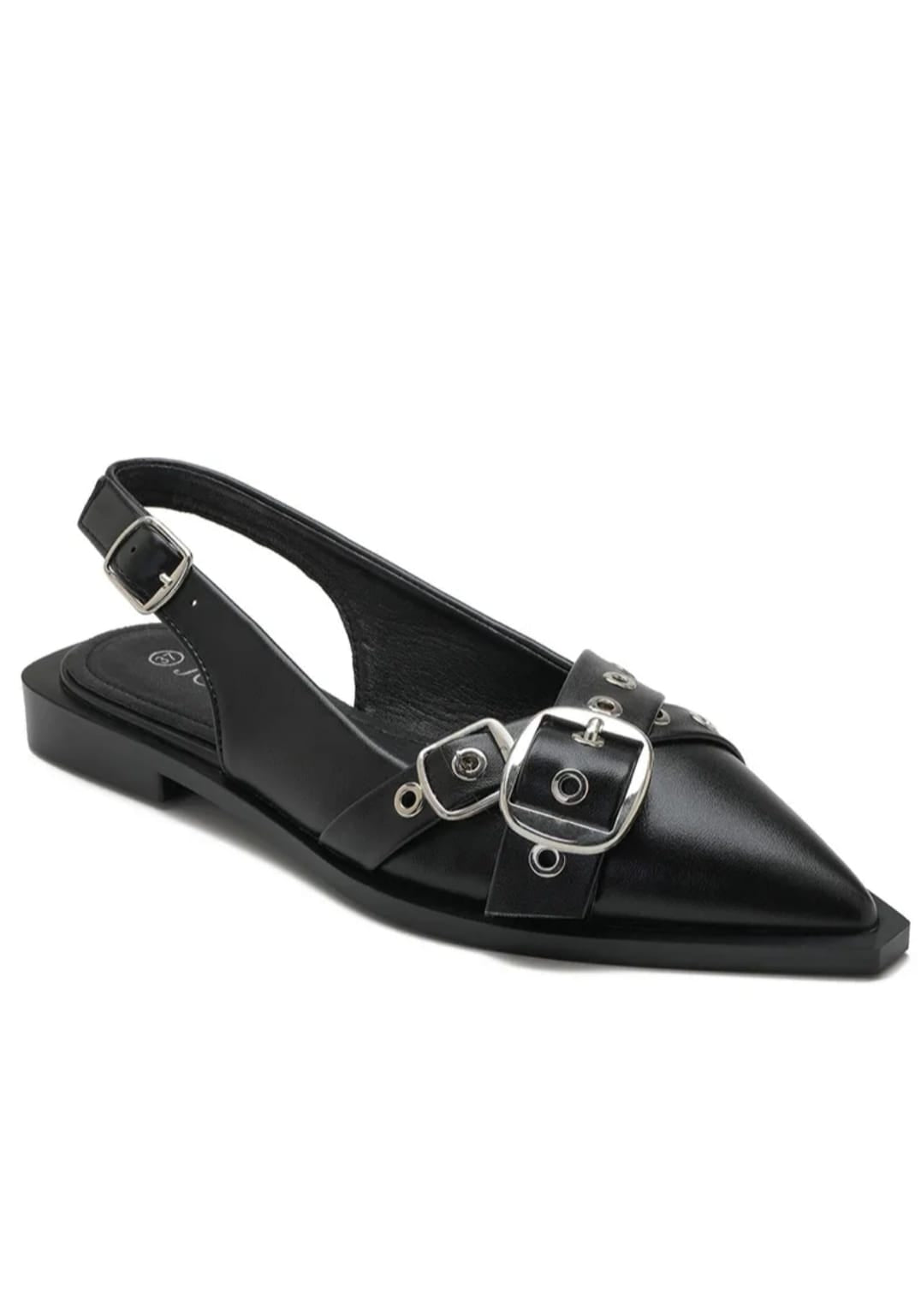 Zola Black Pointed Slingback Loafers