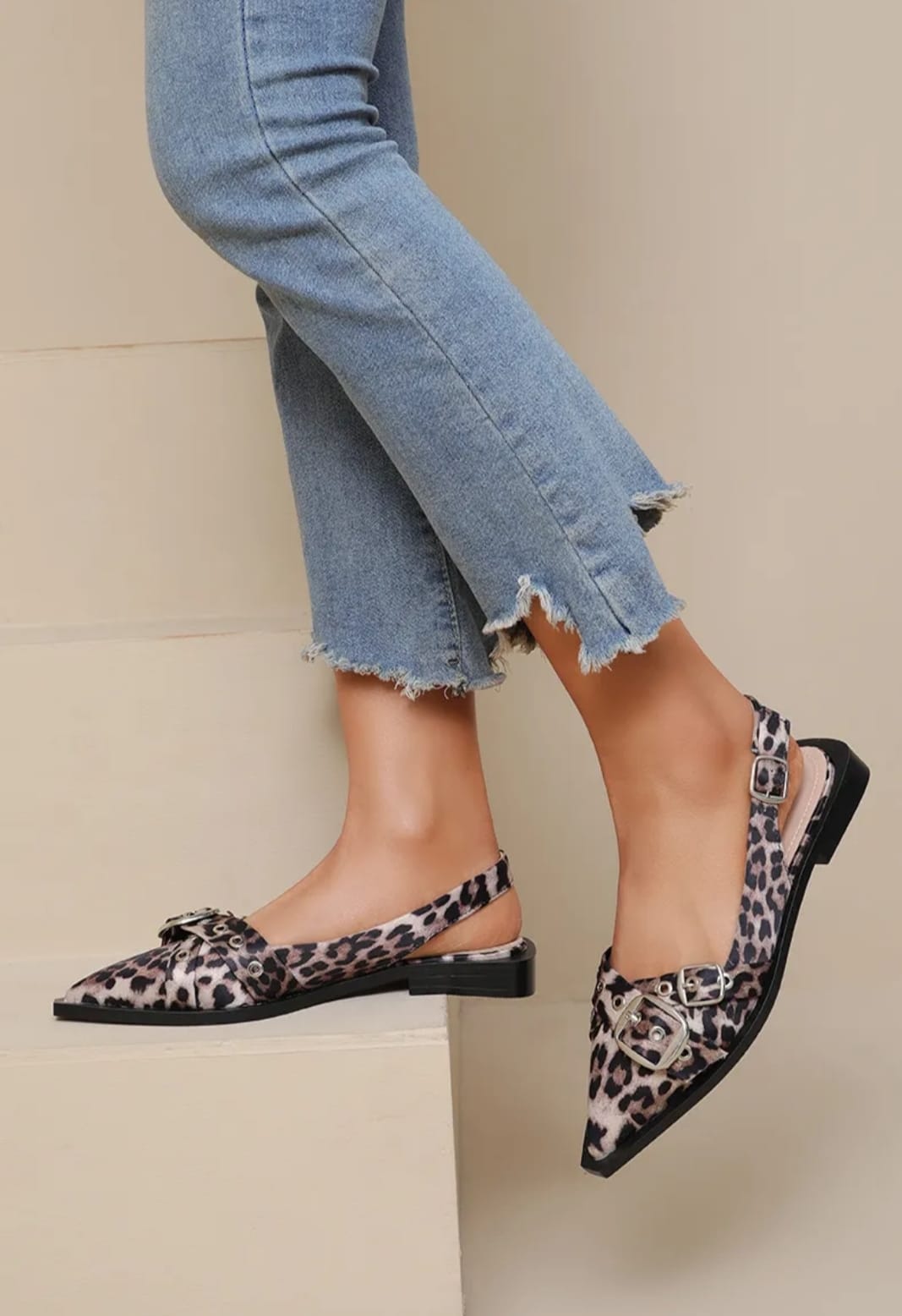 Zola Leopard Pointed Slingback Loafers