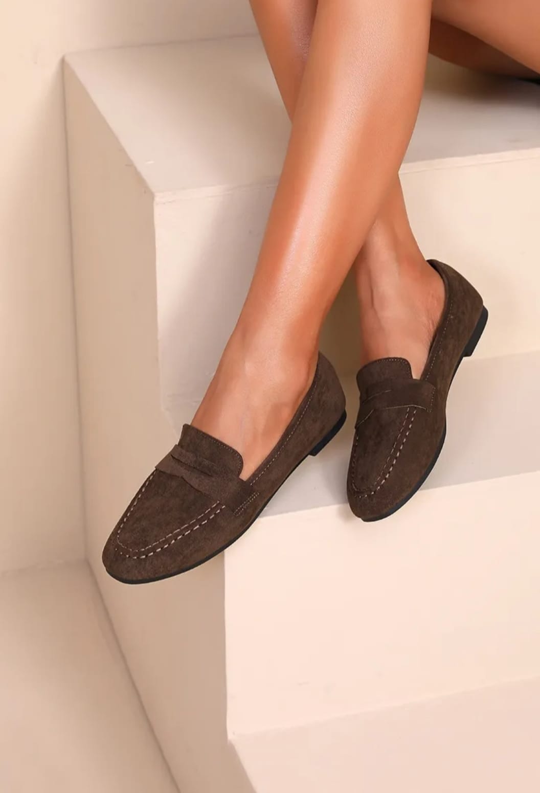 Beryl Brown Suede Loafers