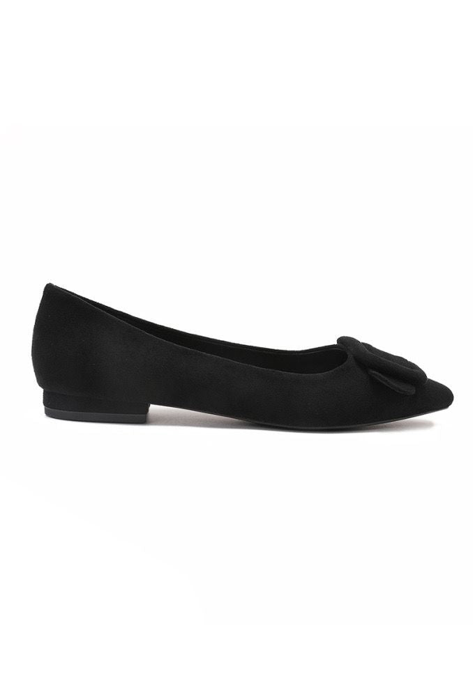 Whoopi Black Suede Buckle Pumps