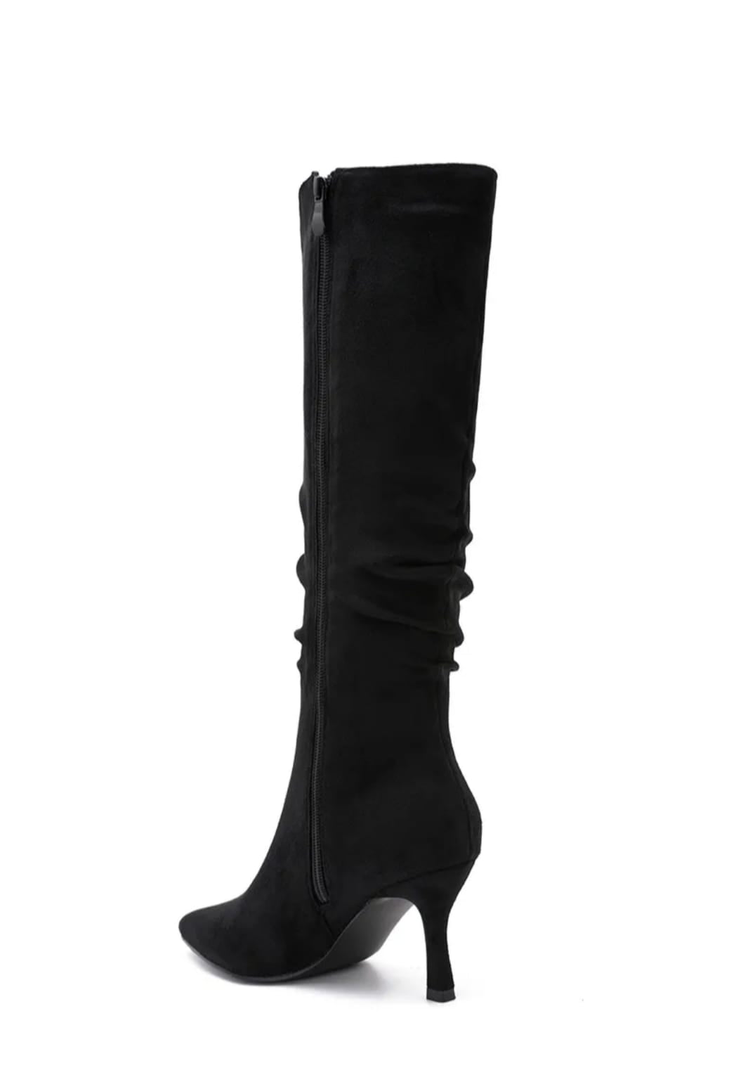 Chantel Black Slouchy Suede Boots