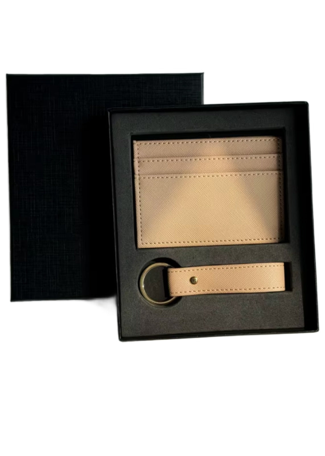 Card Holder & Keyring Gift Set Cream