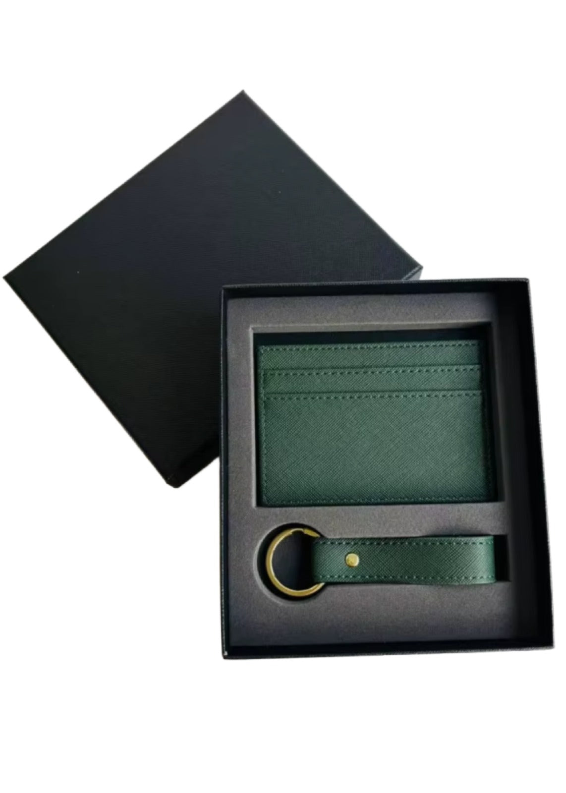 Card Holder & Keyring Gift Set Green
