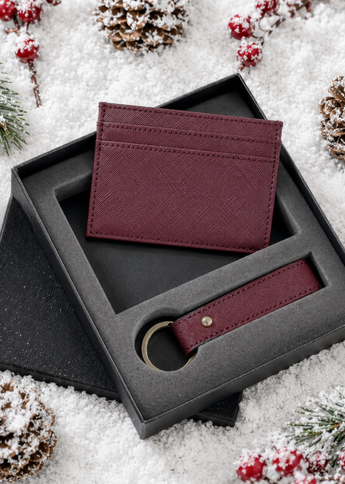 Card Holder & Keyring Gift Set Wine