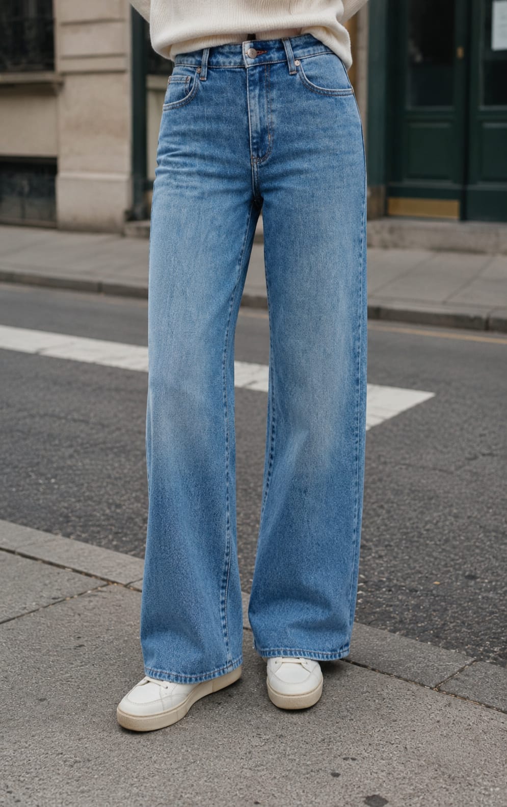 Madison Medium Blue Wide Leg Jeans
