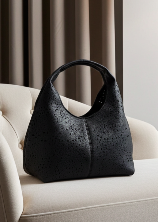 Portofino Black Laser Cut Tote Bag